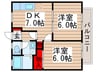 藤コ－ポＣ棟 2DKの間取り