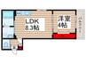 ベルシャンテ新松戸 1LDKの間取り