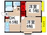 メゾンドソレイユ 2DKの間取り