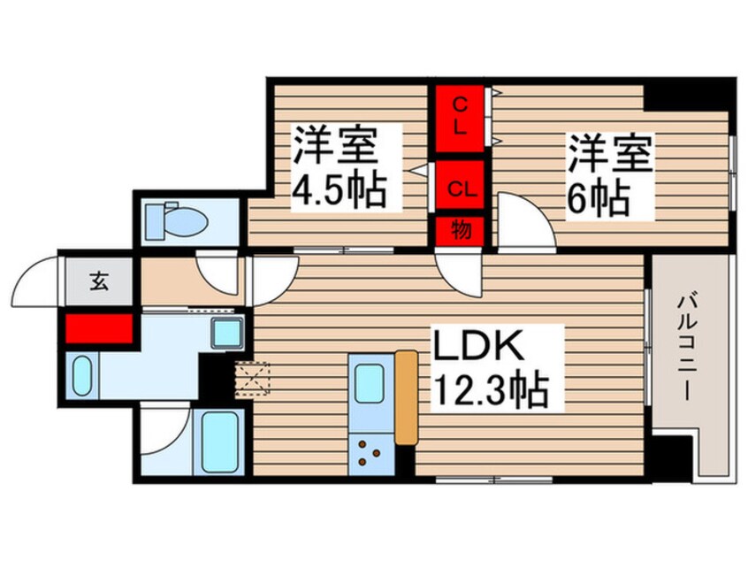 間取図 ｼﾞｪﾉｳﾞｨｱ浅草Ⅱｽｶｲｶﾞｰﾃﾞﾝ(1106)