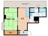 石田コーポラス 1Kの間取り