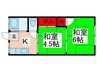 青木荘 2Kの間取り