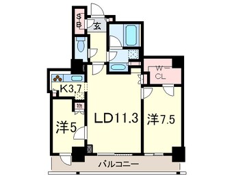 間取図 ﾊﾟ-ｸﾀﾜ-芝浦ﾍﾞｨﾜ-ﾄﾞ･ｱ-ﾊﾞﾝｳｨﾝｸﾞ