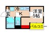 フォレノワール 1Kの間取り
