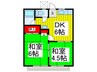 関口アパ－ト 2DKの間取り