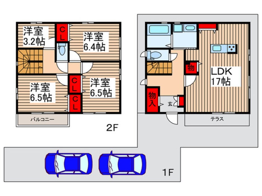 間取図 仮)膝丸戸建貸家Ｄ棟