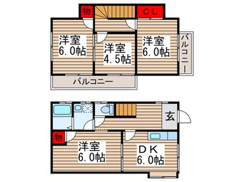 間取図 西佐津間二丁目貸家