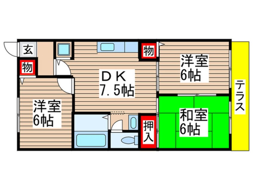 間取図 北方第２グリ－ンタウン