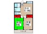 厚沢コ－ポ 2DKの間取り
