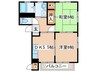 メルベーユ湘南Ａ 2DKの間取り