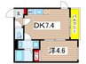 CONNECT　PARK　HILLS東本町 1DKの間取り