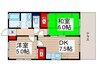 オ－シャンハイム花ノ木 2DKの間取り