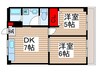 スタ－ライトハウス 2DKの間取り