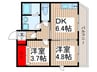 ダイヤモンドクレスト南柏 2DKの間取り