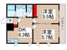 ダイヤモンドクレスト南柏 2DKの間取り