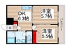 ダイヤモンドクレスト南柏 2DKの間取り