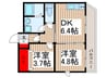 ダイヤモンドクレスト南柏 2DKの間取り