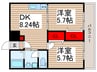 ダイヤモンドクレスト南柏 2DKの間取り