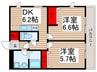 ダイヤモンドクレスト南柏 2DKの間取り
