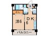 上池台マンション（509） 1DKの間取り