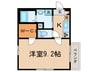 KKS仲宿 1Kの間取り