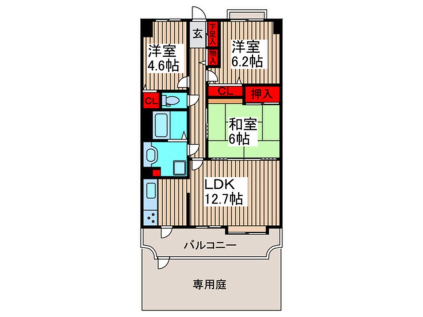 間取図 ｺｽﾓ大宮ﾛｲﾔﾙﾌｫﾙﾑ(102)