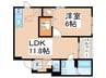 フリューリング 1LDKの間取り
