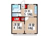 メゾン豊島 2DKの間取り