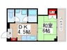 パ－クサイドヴィラ 1DKの間取り