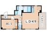 Kou Sen Bld. 1LDKの間取り