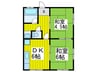 北原荘 2DKの間取り