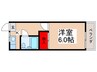 青山荘 1Kの間取り