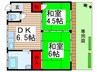 金子住宅２号棟 2DKの間取り