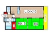 藤田マンション 2LDKの間取り