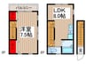 アイコート川越 1LDKの間取り