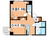 バレーヌビル 1DKの間取り