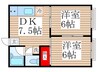 手塚アパート 2DKの間取り