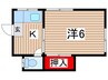 楓荘 1Kの間取り