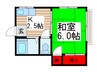 コ－ポサンライフ 1Kの間取り