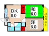 スプリングハイツ 2DKの間取り