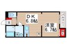イーストパレスY-３ 1DKの間取り