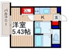 スフィーダⅠ 1Kの間取り