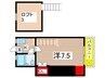 カーサビアンカⅢ 1Kの間取り