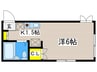 ヴァンテ蒔野 1Kの間取り