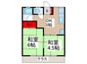 岡田マンション 2DKの間取り