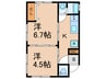 小日向テラス 2Kの間取り