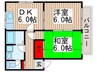 ピアコートＣ棟 2DKの間取り