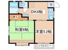ハピネスB 2DKの間取り
