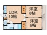 クリフ若木 ２ 2LDKの間取り