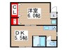 コーポタナカⅡ 1DKの間取り
